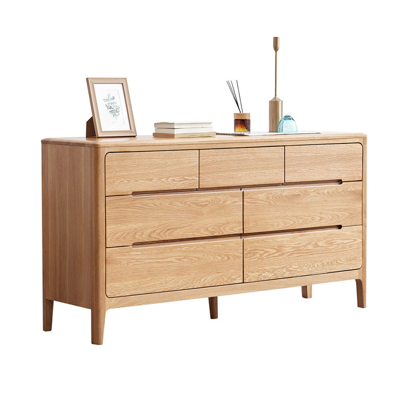 Robert 1.4m FAS-Graded Solid American Oak Wood Multi-Drawer Bedside Storage Cabinet for Home