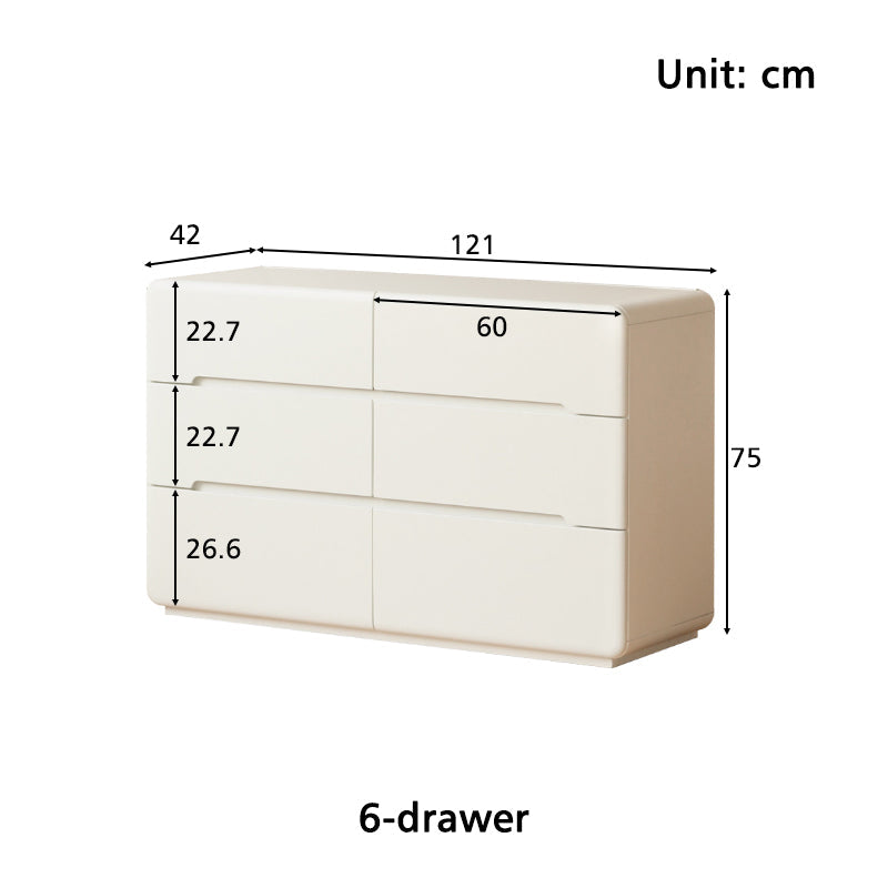 Michelle Rubberwood Multi-Drawer Bedside Storage Cabinet for Home White