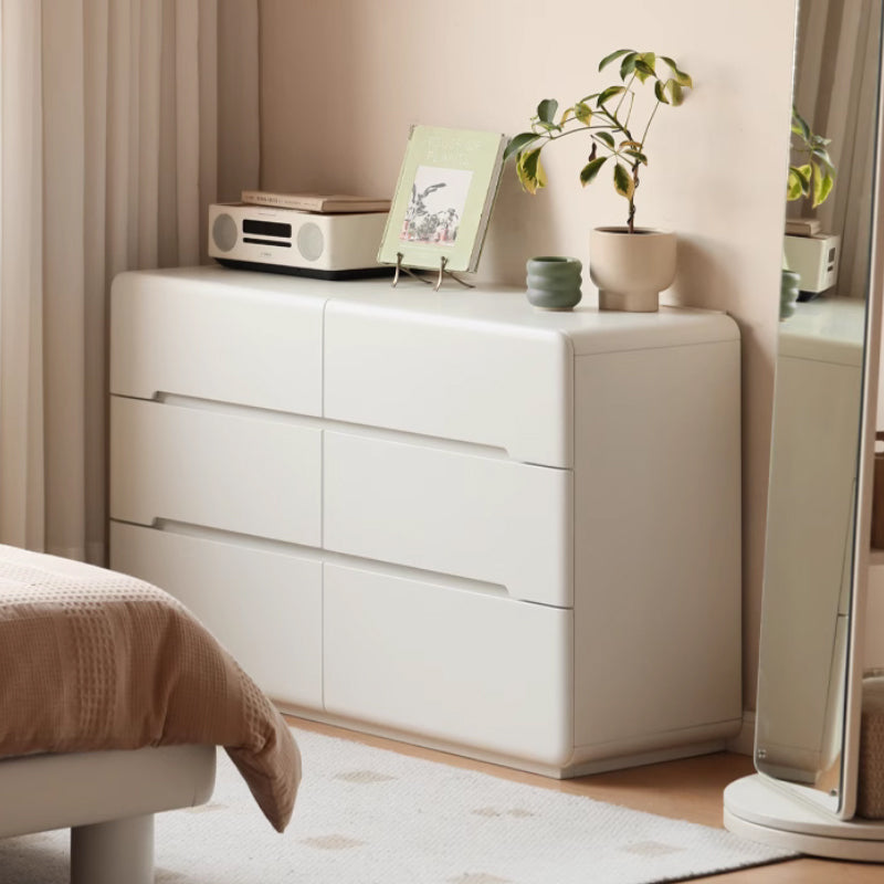 Michelle Rubberwood Multi-Drawer Bedside Storage Cabinet for Home White