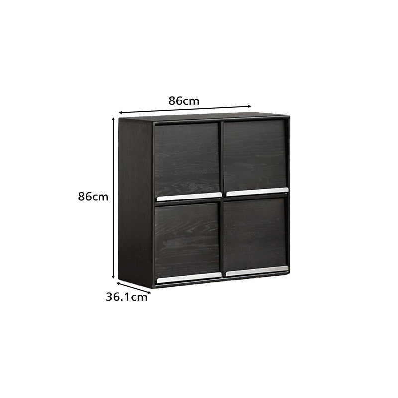 Leah FAS-Graded Solid American Oak Wood Flip-door Multi-Drawer Bedside Storage Cabinet for Home Black