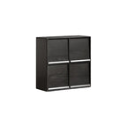 Leah FAS-Graded Solid American Oak Wood Flip-door Multi-Drawer Bedside Storage Cabinet for Home Black
