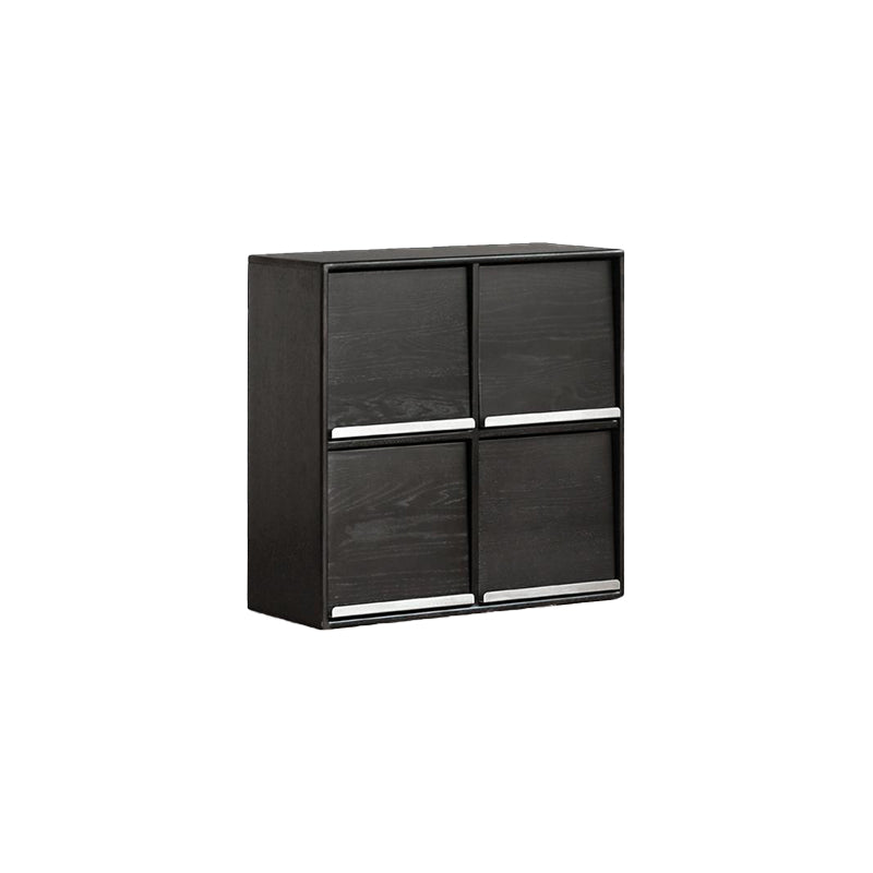 Leah FAS-Graded Solid American Oak Wood Flip-door Multi-Drawer Bedside Storage Cabinet for Home Black
