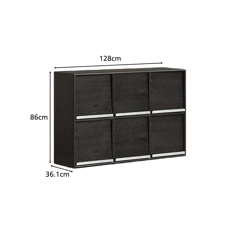 Leah FAS-Graded Solid American Oak Wood Flip-door Multi-Drawer Bedside Storage Cabinet for Home Black