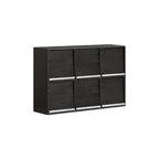 Leah FAS-Graded Solid American Oak Wood Flip-door Multi-Drawer Bedside Storage Cabinet for Home Black