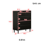 Lillian Rubberwood Multi-Drawer Bedside Storage Cabinet for Home Black
