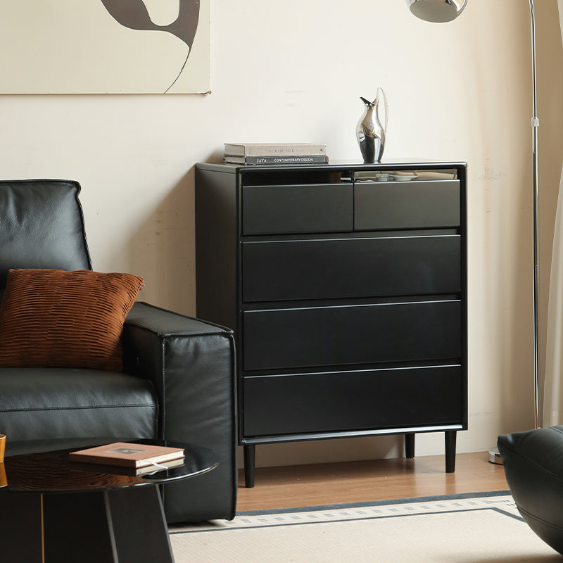 Lillian Rubberwood Multi-Drawer Bedside Storage Cabinet for Home Black