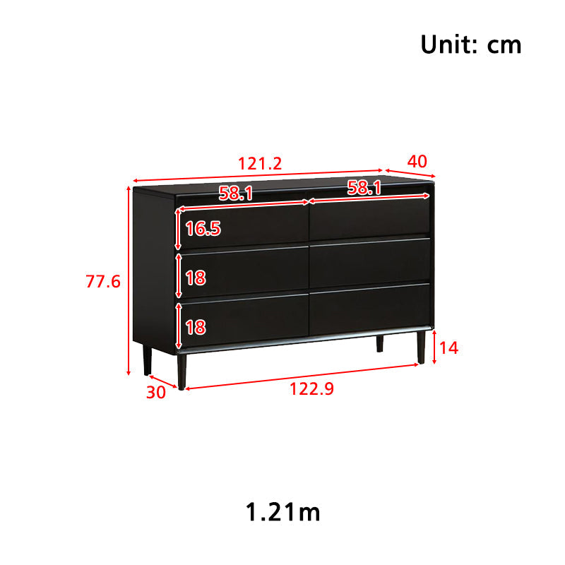 Lillian Rubberwood Multi-Drawer Bedside Storage Cabinet for Home Black