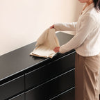 Lillian Rubberwood Multi-Drawer Bedside Storage Cabinet for Home Black