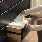 Lillian Rubberwood Multi-Drawer Bedside Storage Cabinet for Home Black