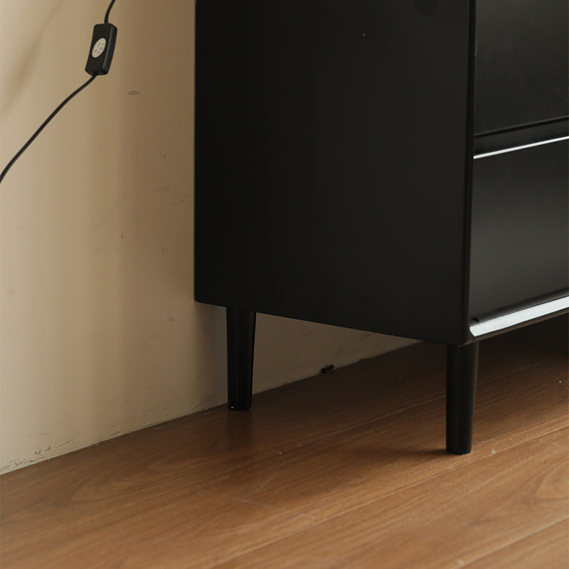 Lillian Rubberwood Multi-Drawer Bedside Storage Cabinet for Home Black