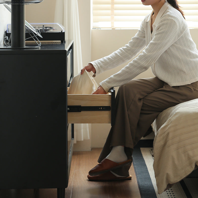 Lillian Rubberwood Multi-Drawer Bedside Storage Cabinet for Home Black