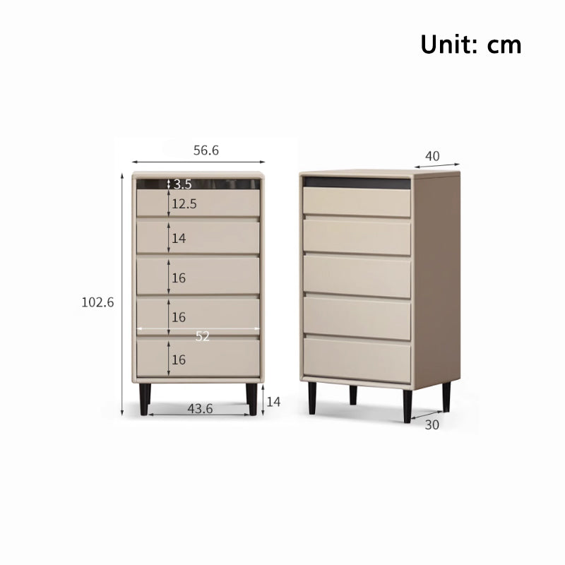 Lillian FAS-Graded Solid Liriodendron Wood Multi-Drawer Bedside Storage Cabinet for Home Grey