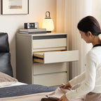 Lillian FAS-Graded Solid Liriodendron Wood Multi-Drawer Bedside Storage Cabinet for Home Grey