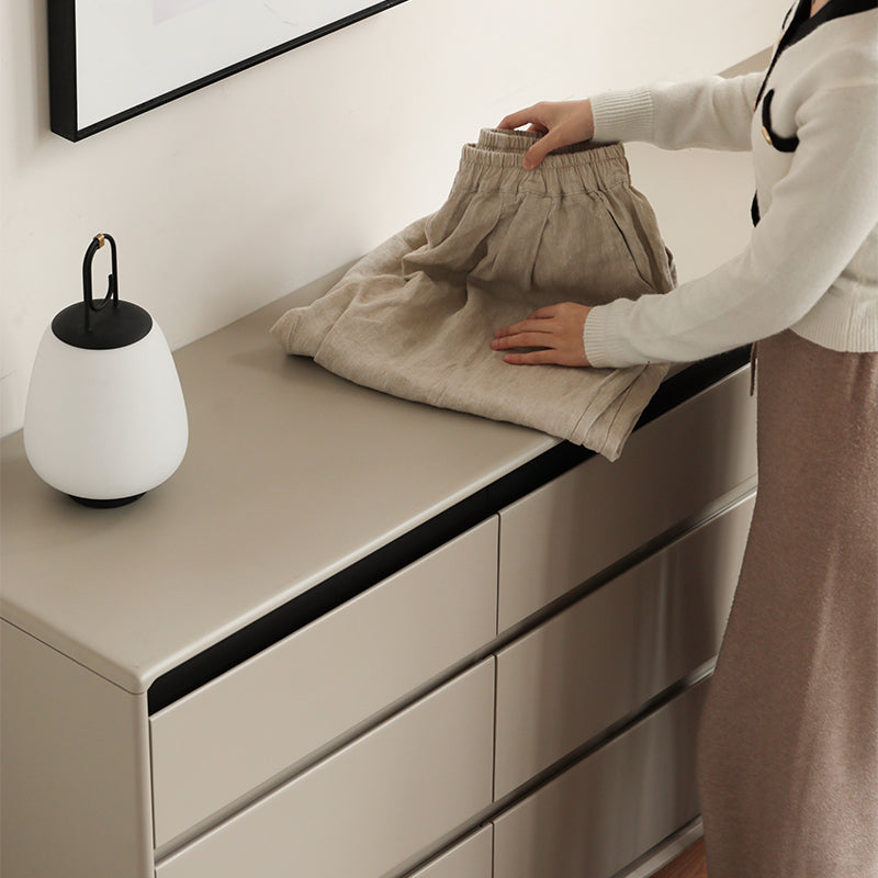 Lillian FAS-Graded Solid Liriodendron Wood Multi-Drawer Bedside Storage Cabinet for Home Grey