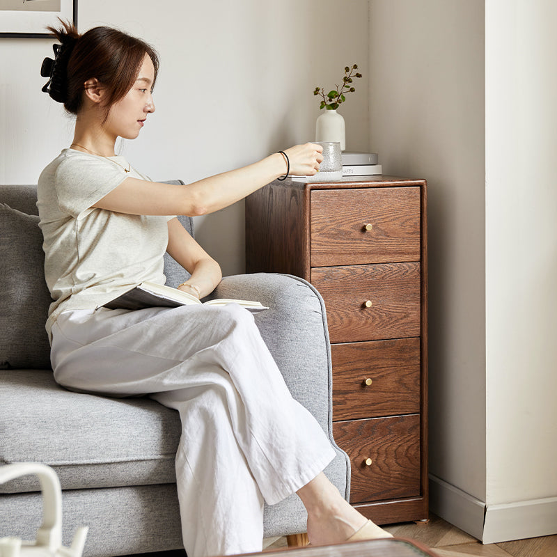 Ellen FAS-Graded Solid American Oak Wood Multi-Drawer Bedside Storage Cabinet for Home Multiple Size