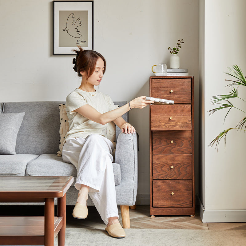 Ellen FAS-Graded Solid American Oak Wood Multi-Drawer Bedside Storage Cabinet for Home Multiple Size