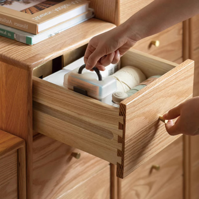 Ellen FAS-Graded Solid American Oak Wood Multi-Drawer Bedside Storage Cabinet for Home Multiple Size