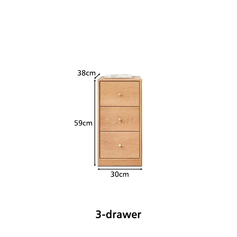 Ellen FAS-Graded Solid American Oak Wood Multi-Drawer Bedside Storage Cabinet for Home Multiple Size