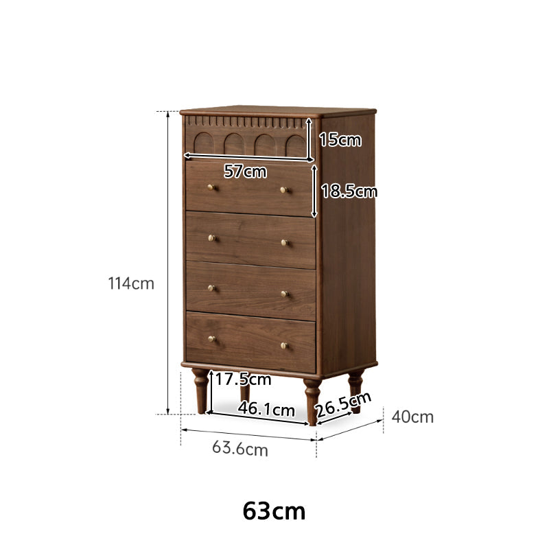 Brittany 0.63m/0.83m/1.22m FAS-Graded Solid Black Walnut Wood Bedside Storage Cabinet For Home