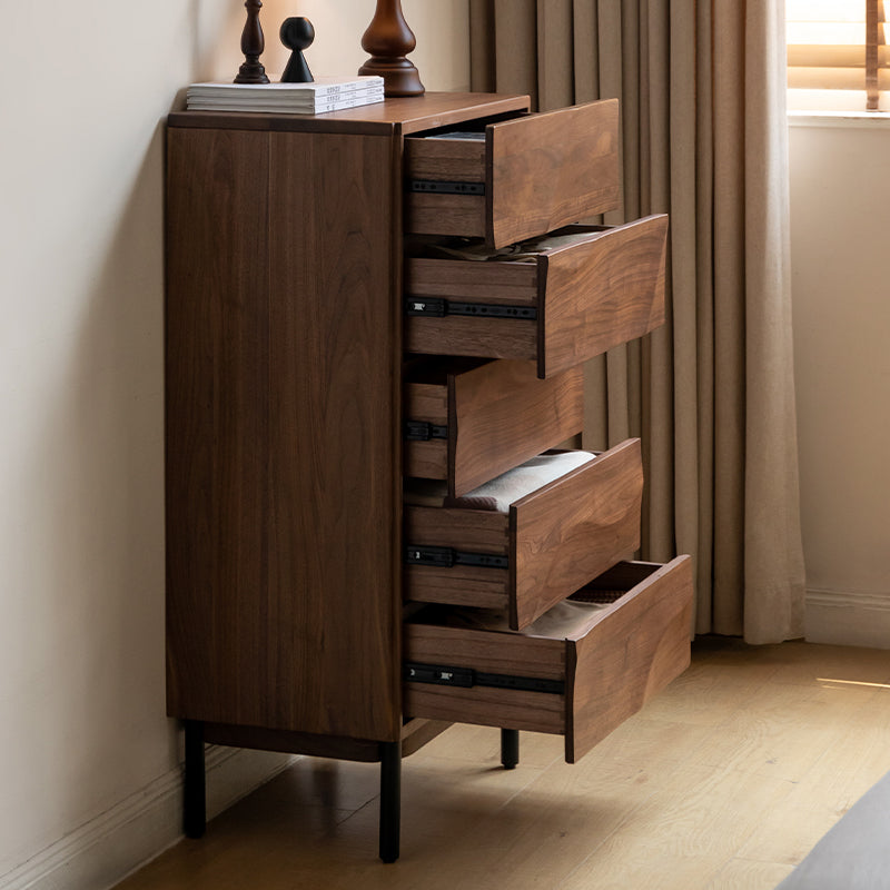 Bertram 0.56m FAS-Graded Solid Black Walnut Wood Bedside Storage Cabinet For Home