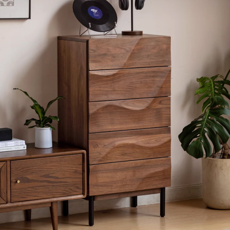 Bertram 0.56m FAS-Graded Solid Black Walnut Wood Bedside Storage Cabinet For Home