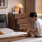 Bertram 0.56m FAS-Graded Solid Black Walnut Wood Bedside Storage Cabinet For Home