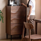 Bertram 0.56m FAS-Graded Solid Black Walnut Wood Bedside Storage Cabinet For Home