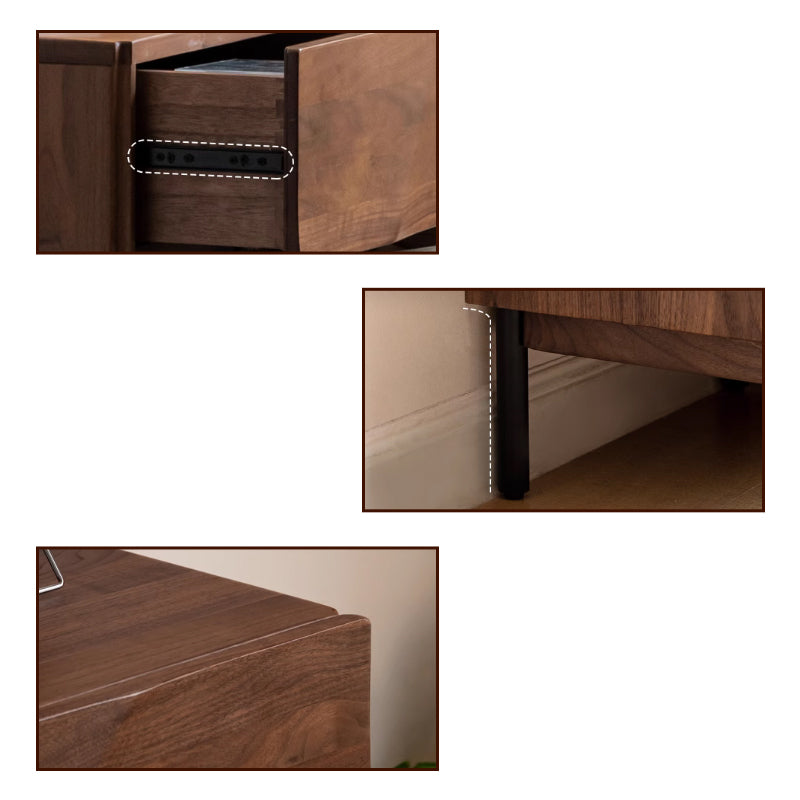 Bertram 0.56m FAS-Graded Solid Black Walnut Wood Bedside Storage Cabinet For Home