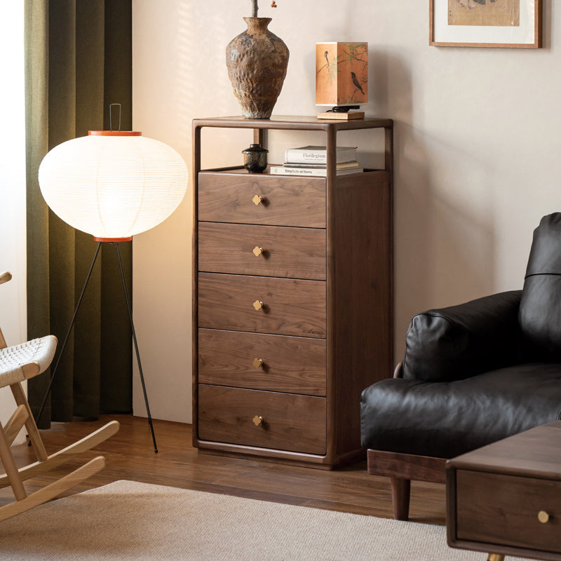 0.58m-Graded Solid Black Walnut Wood Bedside Storage Cabinet For Home