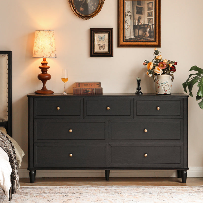 88cm/143cm FAS-Graded Solid American Oak Wood Bedside Storage Cabinet For Home Black