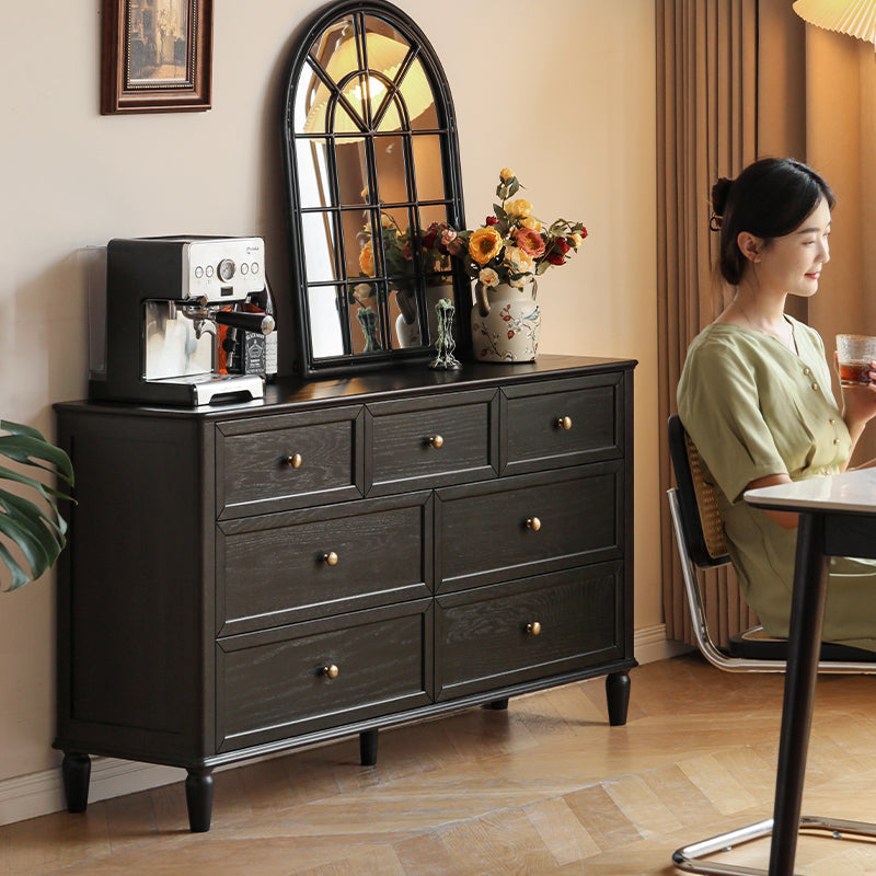 88cm/143cm FAS-Graded Solid American Oak Wood Bedside Storage Cabinet For Home Black