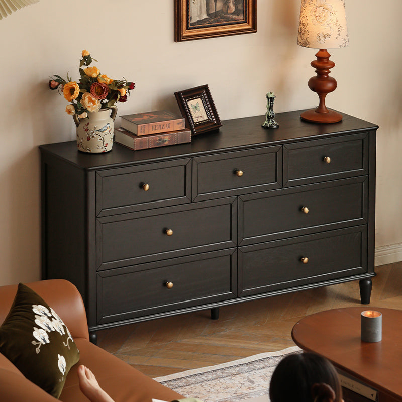 88cm/143cm FAS-Graded Solid American Oak Wood Bedside Storage Cabinet For Home Black