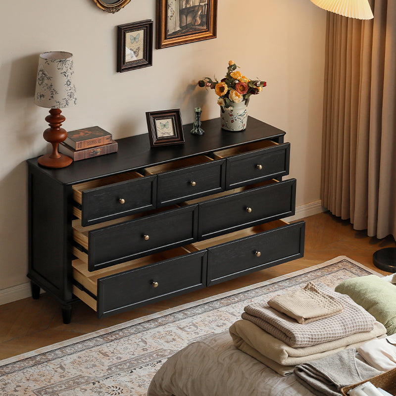 88cm/143cm FAS-Graded Solid American Oak Wood Bedside Storage Cabinet For Home Black