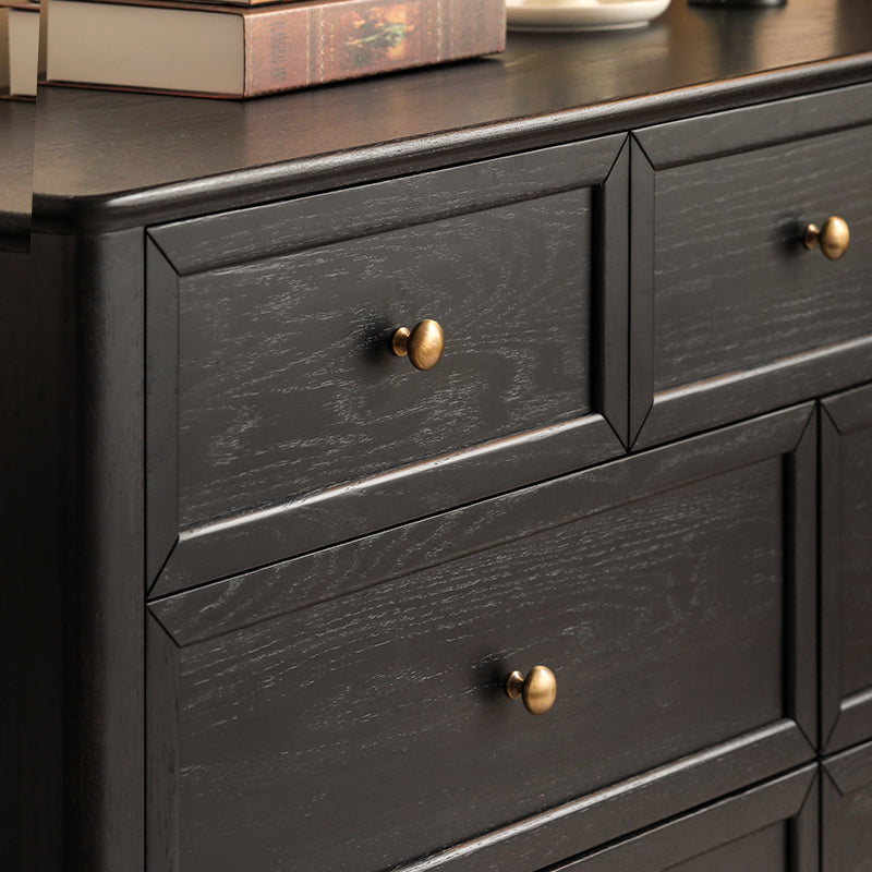 88cm/143cm FAS-Graded Solid American Oak Wood Bedside Storage Cabinet For Home Black