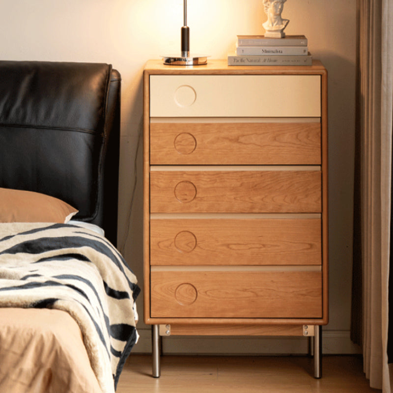 Esme FAS-Graded Solid Cherry Wood Multi-Drawer Bedside Storage Cabinet for Home Multiple Size Natural Wood