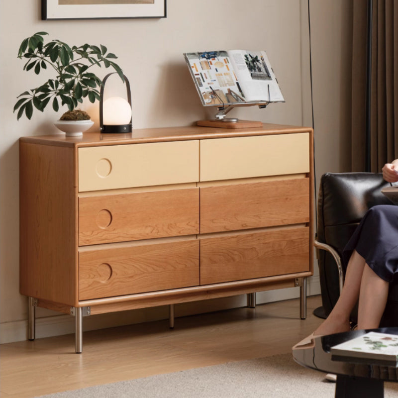 Esme FAS-Graded Solid Cherry Wood Multi-Drawer Bedside Storage Cabinet for Home Multiple Size Natural Wood