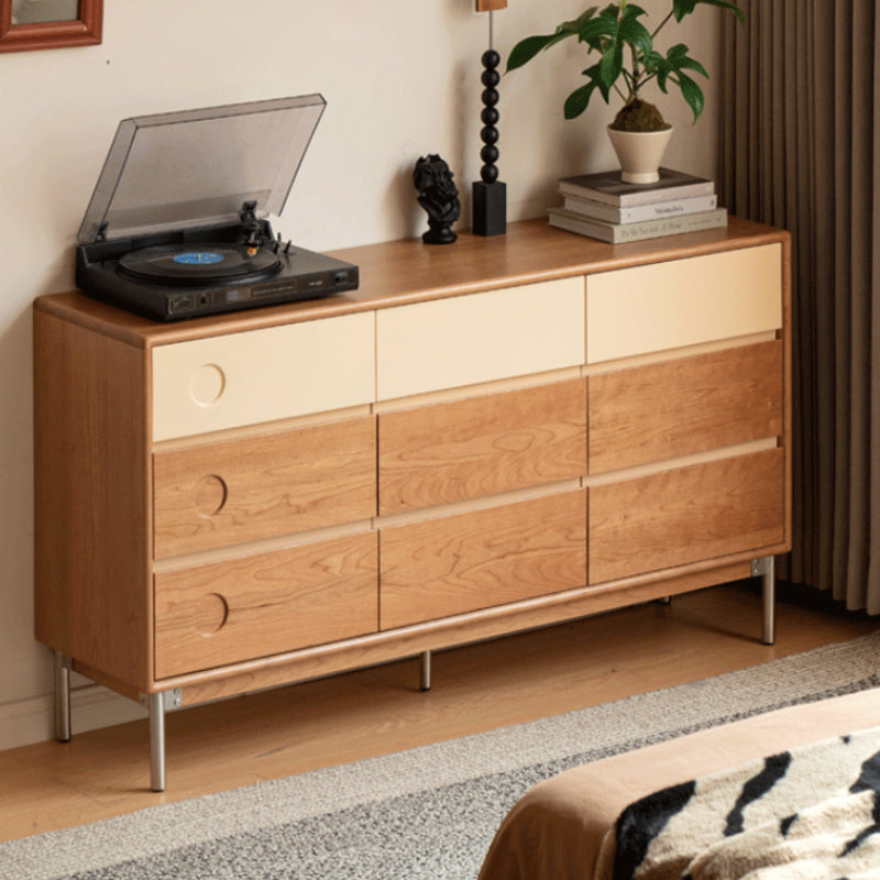 Esme FAS-Graded Solid Cherry Wood Multi-Drawer Bedside Storage Cabinet for Home Multiple Size Natural Wood