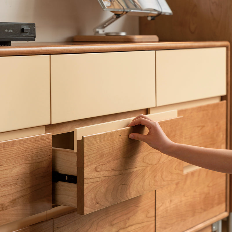 Esme FAS-Graded Solid Cherry Wood Multi-Drawer Bedside Storage Cabinet for Home Multiple Size Natural Wood