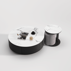 VAVA White Ceramic top with Gold Base Coffee Table Set/Zen/Modern