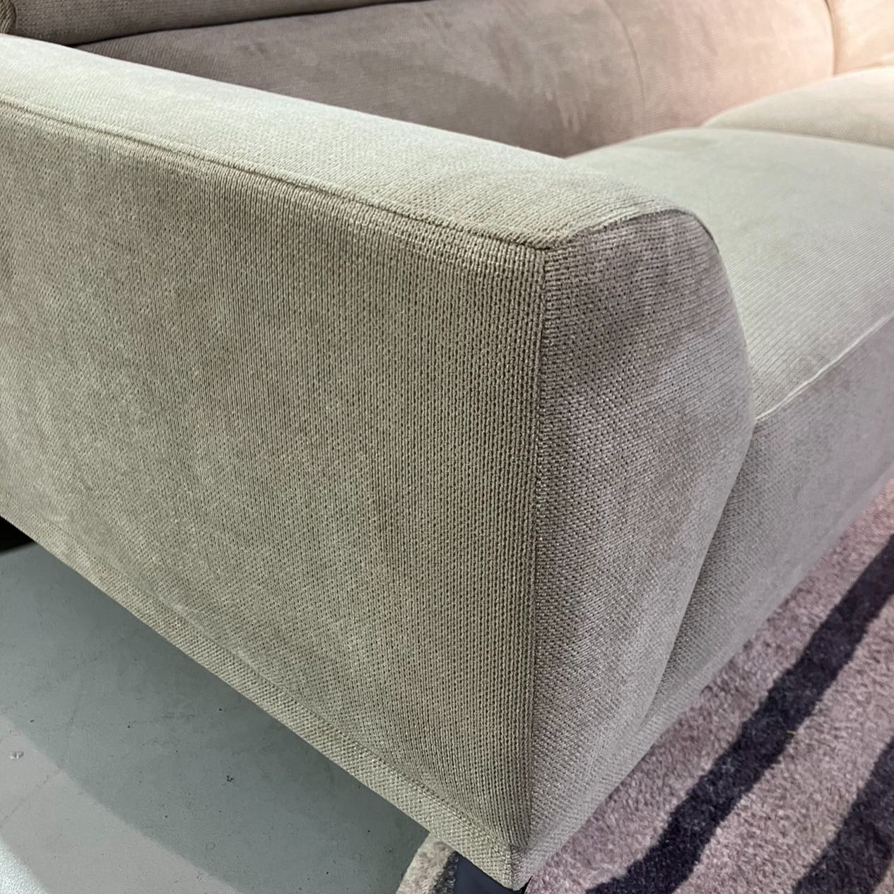 L-Shape Three Seater Sofa Fabric Upholstery/Plywood Frame/Steel legs