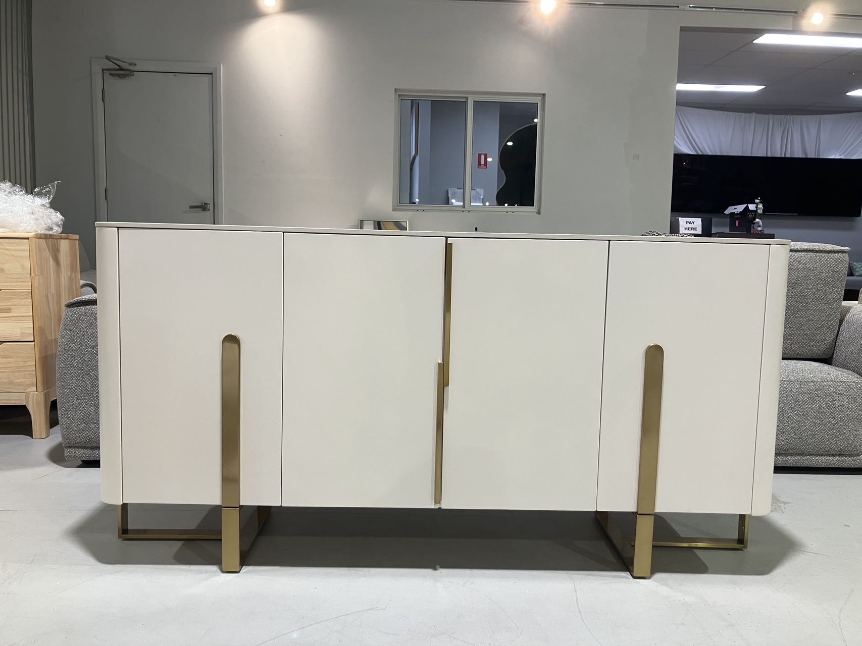 Styx Buffet Table Sideboard/Hallway Cabinet/Ceramic Top/Steel Legs